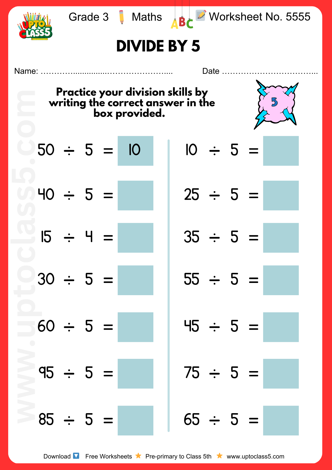 Home Page 26 Grade 3 Maths Worksheet No. 5555