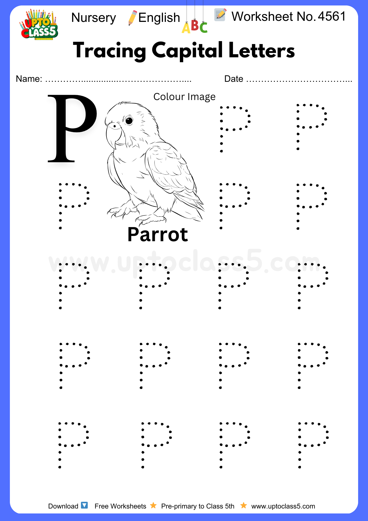 Nursery English Worksheet No 4561