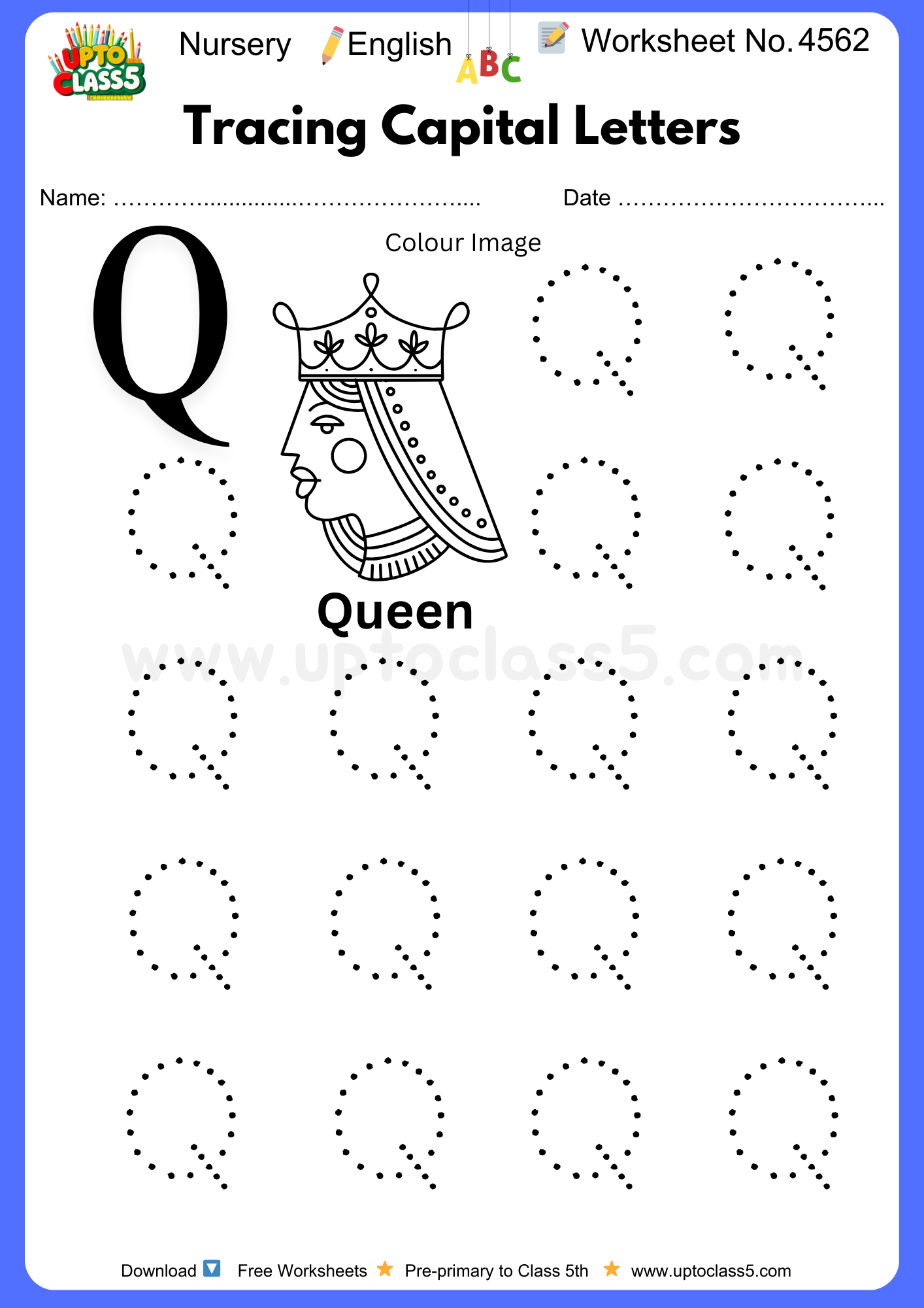 Nursery English Worksheet No 4562