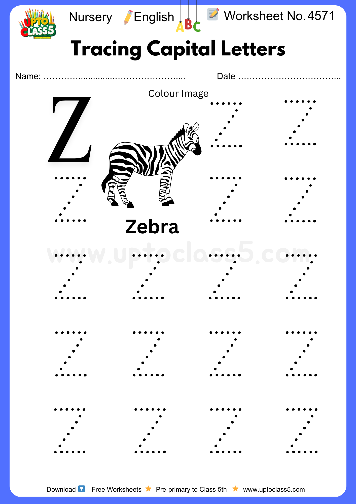 Nursery English Worksheet No 4571