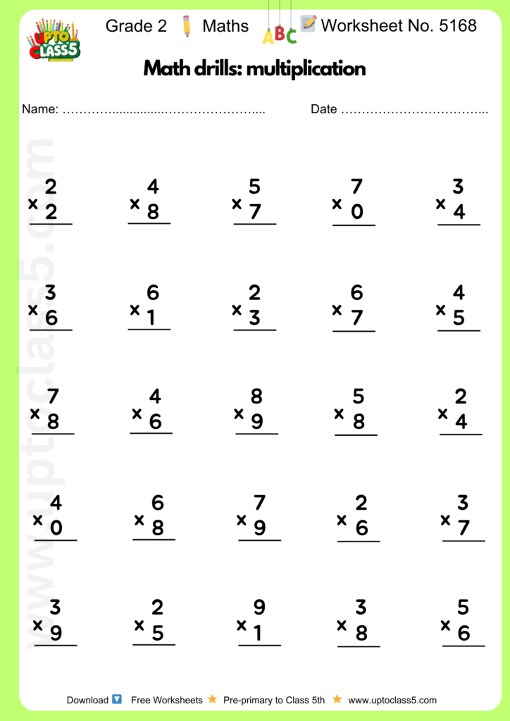 Grade 2 Maths Worksheet No. 5168